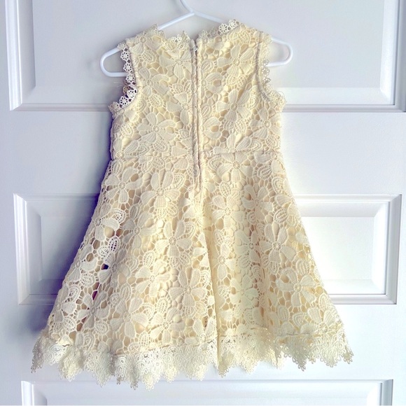 Rare Editions toddler girl Crochet Lace yellow Dress, 3T - Picture 3 of 4